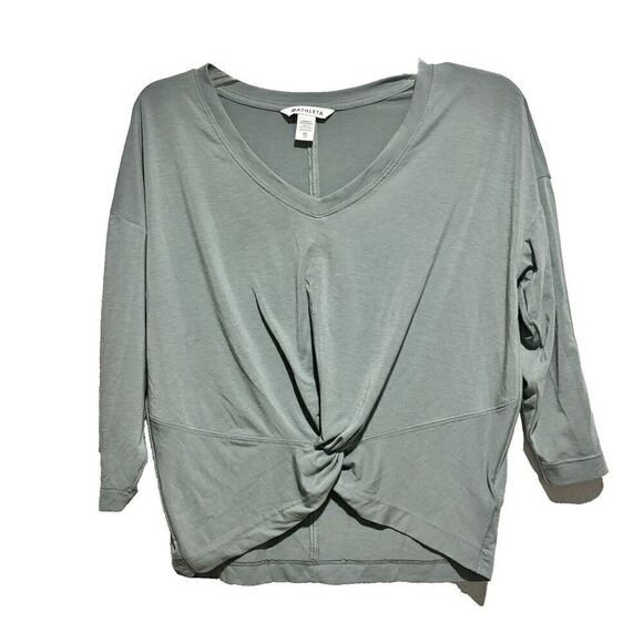 Athleta Tops - Athleta Embody Twist‎ Front Top Sage Green Size Xsmall Elbow Sleeve